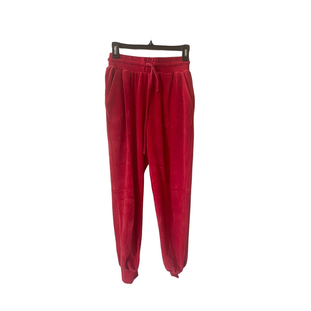 Full Send Rhinestone Velour Track Pants Red size small/medium